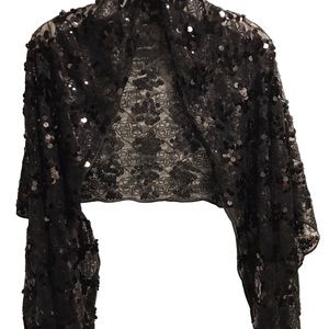 Cejon black sequins floral embroidery scarf. New